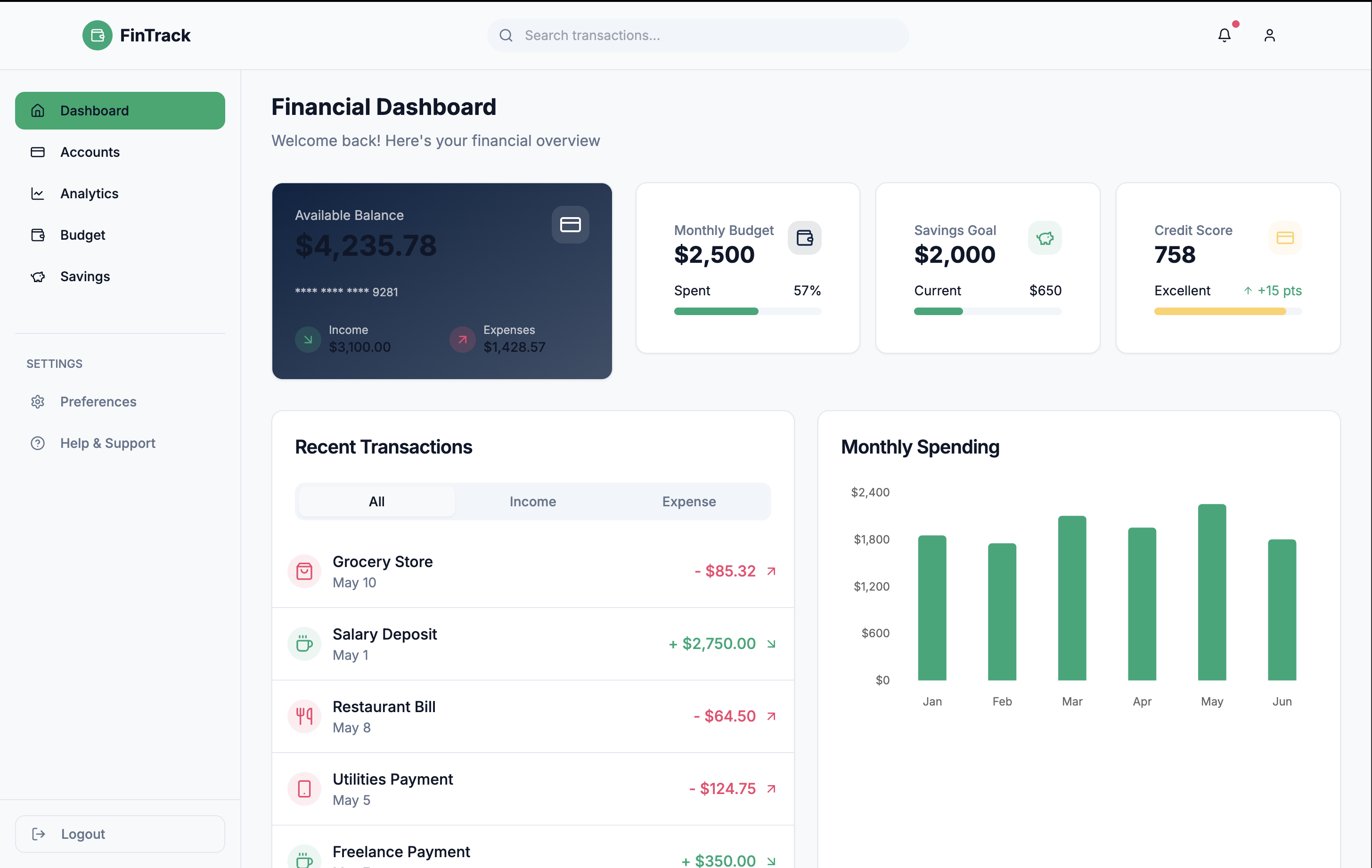 Finance App UI Kit